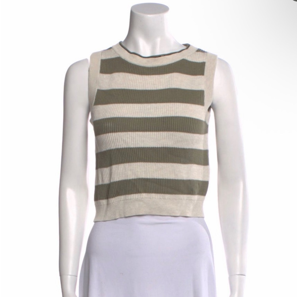 NWT BRUNELLO CUCINELLI 
Ribbed-Knit Cropped Cotton Tank Top